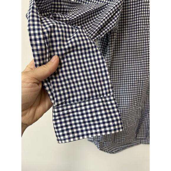 Ralph Lauren Check Shirt Button Up Gingham Plaid Navy Blue Size Large Long Slv - Picture 2 of 10